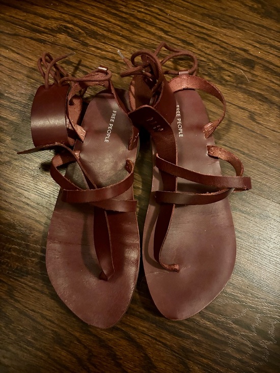 Free People Shoes - Free People Brown Leather Lace-Up Sandals